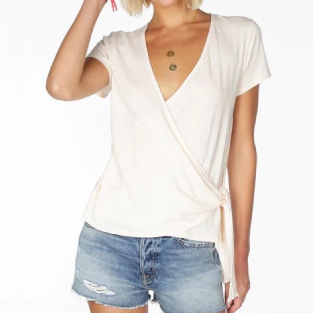 bobi Los Angeles Short Sleeve Wrap Top XS